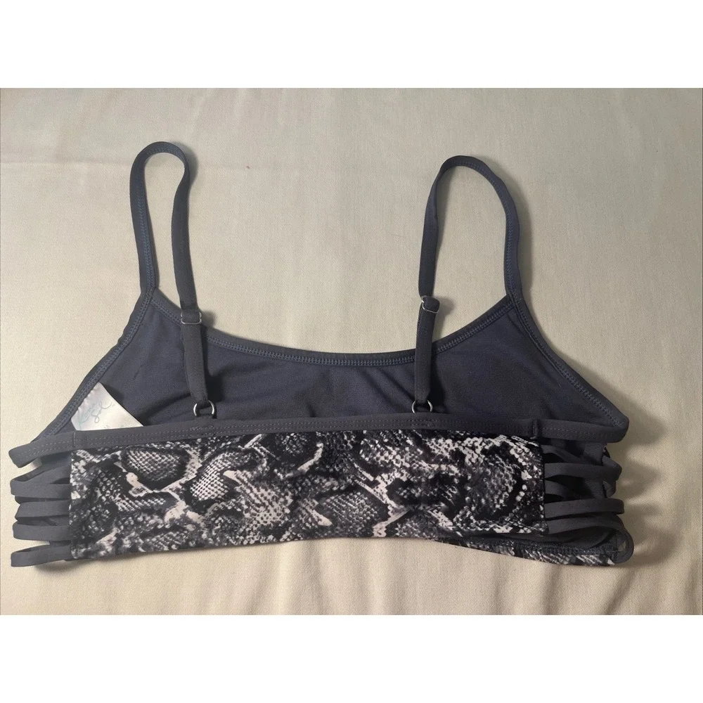 Kona‎ Sol Women's Med Bikini Top Bra - Gray White Pattern Padded